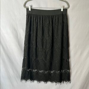 Studio West Apparel Black lace double layer maxi skirt | size L